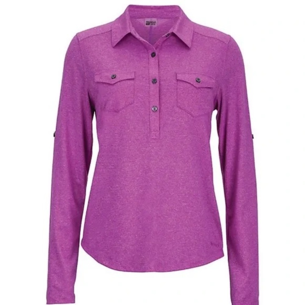 EUC Marmot Allie Roll Tab Henley Women's Purple Long Sleeve Top